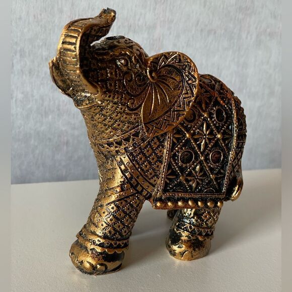 Elephant Home Decor Black and Gold Small Decorative Piece - Picture 4 of 11